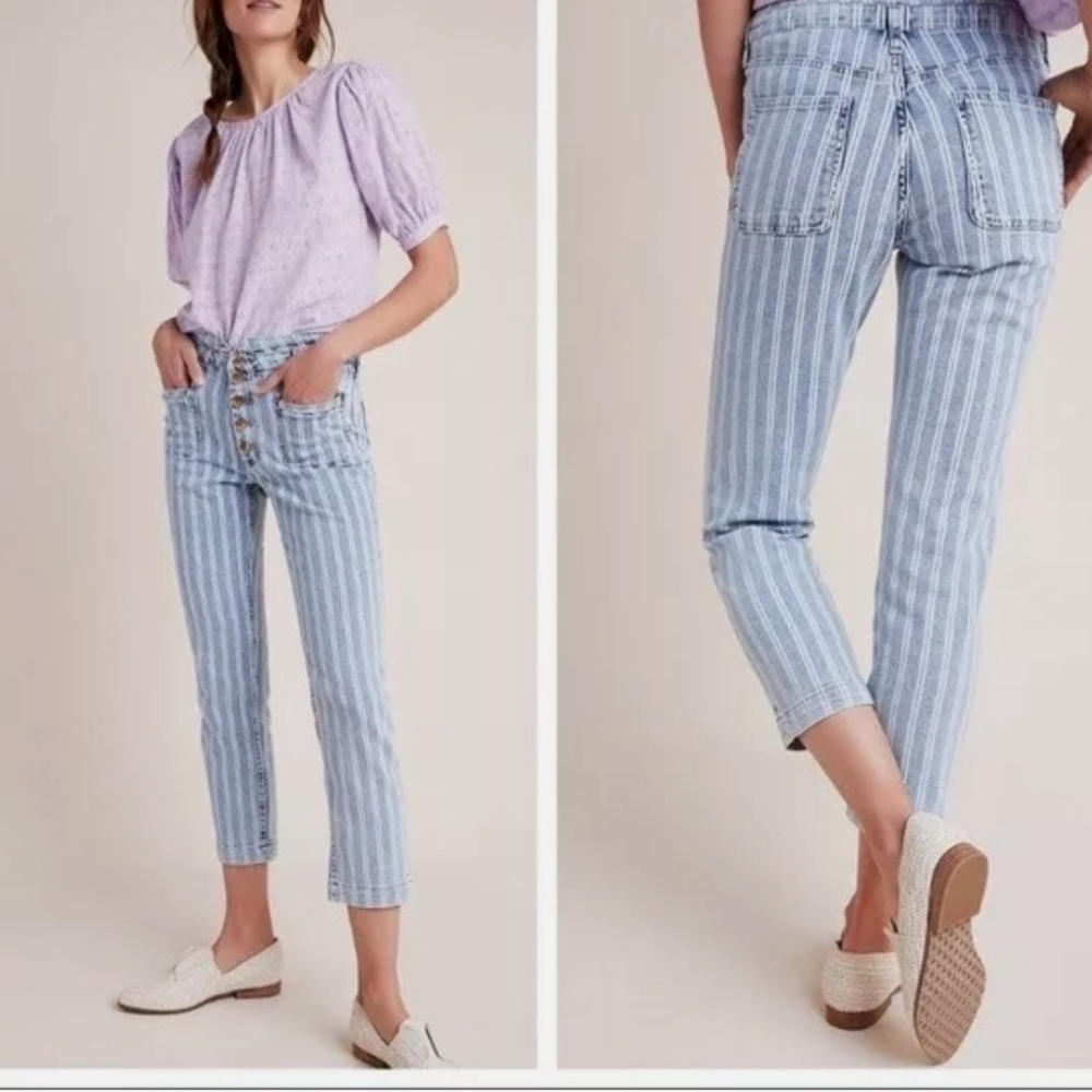 Pilcro and the Letterpress Striped Ankle Jeans